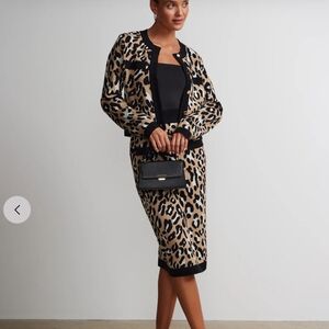 New york and company leopard print sweater skirt set